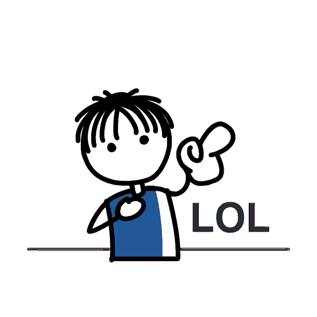 a cartoon drawing of a person with the word lol below them