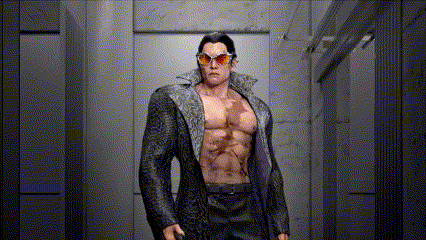 a man without a shirt is wearing sunglasses and a coat