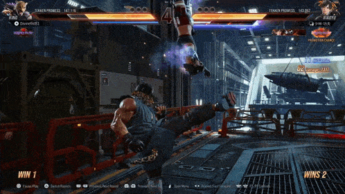 a screenshot of a video game shows a man kicking another man in the face