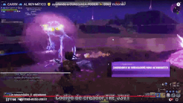 a screen shot of a video game with the words codigo de creador the j3u1 on it