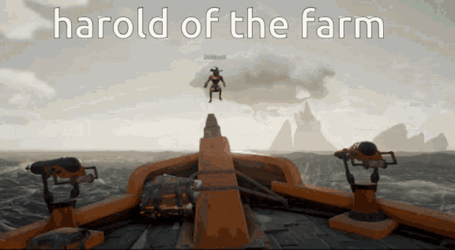 a screenshot of a video game with the words harold of the farm at the top