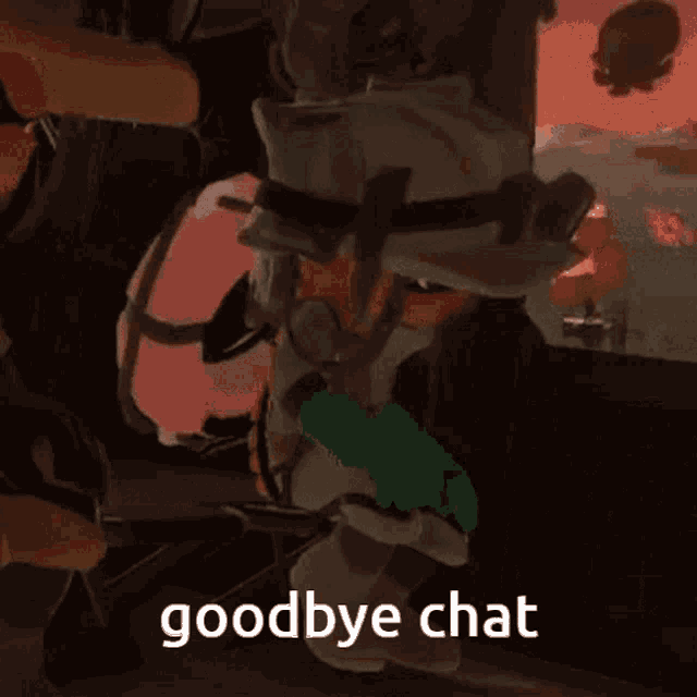 a video game scene with the words goodbye chat written on the bottom