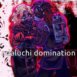 a drawing of a man and a woman with the words adaluchi domination written below them