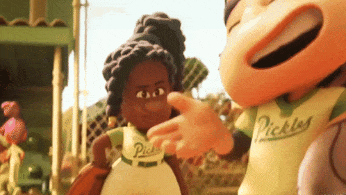 a cartoon character wearing a pickles uniform