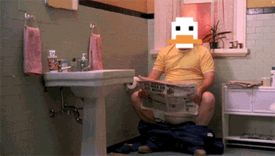 a man is sitting on a toilet reading a newspaper