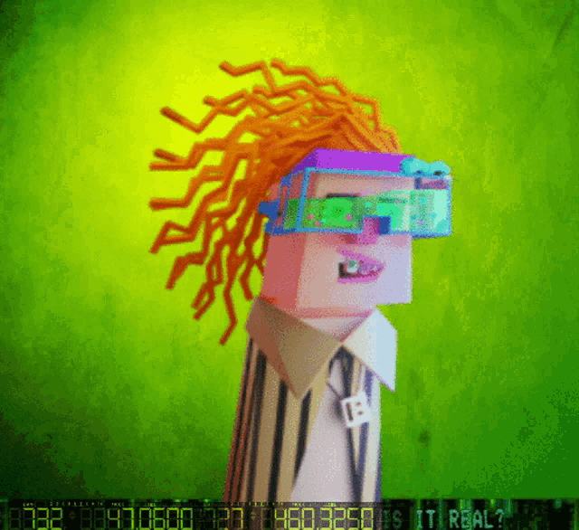a cartoon character with dreadlocks wearing a striped shirt and a necklace with a letter b on it
