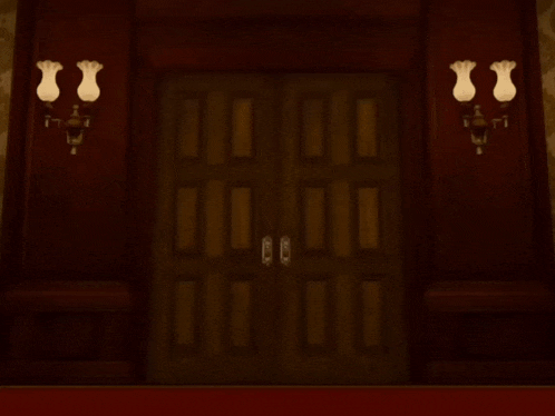 a man without a shirt is standing in an open doorway with his arms outstretched