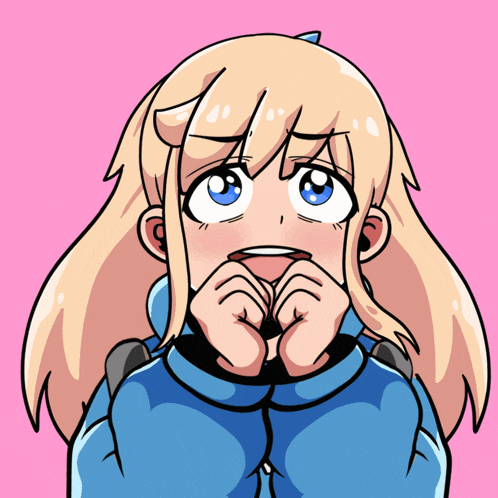 a cartoon girl with blonde hair and blue eyes