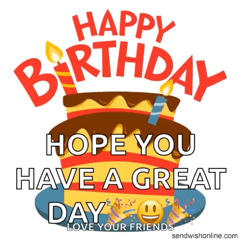 a happy birthday greeting card with a cake and candles