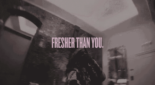 a black and white photo with the words fresher than you on the bottom