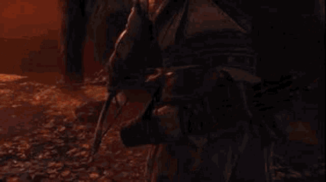 a man is holding a bow and arrow while standing next to a fox .