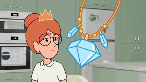 a cartoon of a woman with a crown on her head