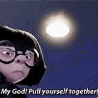 a cartoon character with glasses is standing in front of a full moon .