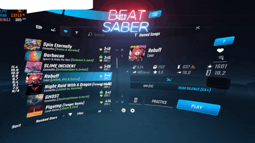 a screenshot of a video game that says beat saber on it