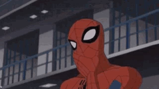a cartoon of spider-man saying `` you tempt me ! '' in front of a building .