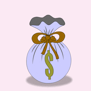 a drawing of a bag with a dollar sign on it