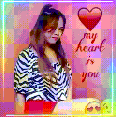 a picture of a girl with a heart and the words " my heart is you " on it