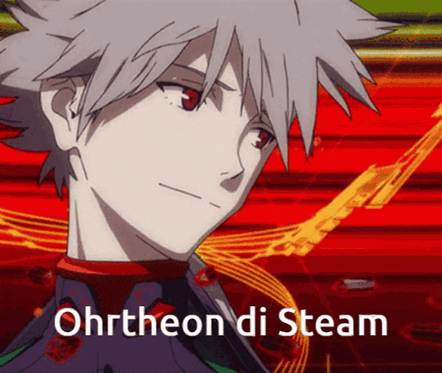 a picture of a anime character with the words ohrtheon di steam written on it