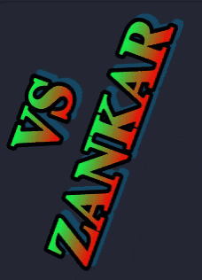 the name zandar is displayed on a dark blue background