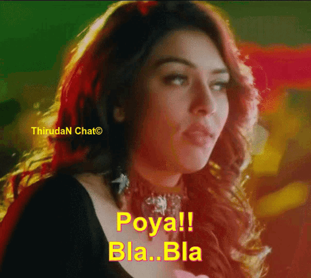 a picture of a woman with the words " paya bla bla " on it