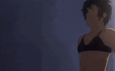 a black bra is flying through the air in a cartoon .