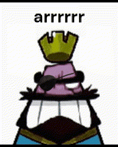a cartoon character with a crown on top of his head and the words arrrrr on the bottom .