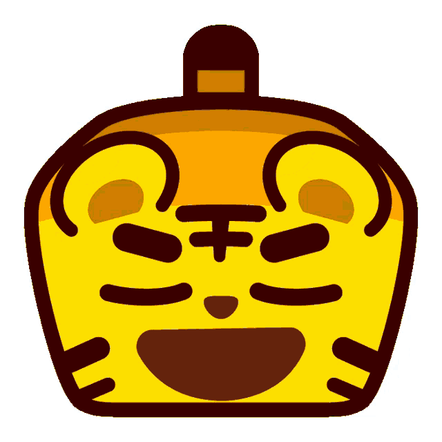 a cartoon drawing of a tiger with a big smile on its face