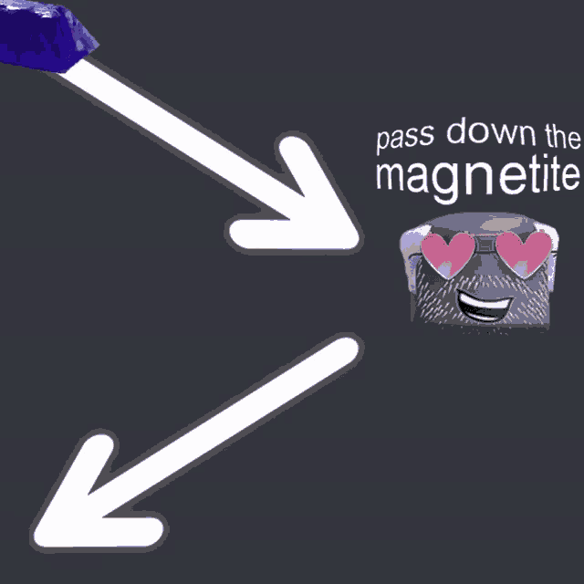 an arrow pointing to a purple bar with the words pass down the magnetite