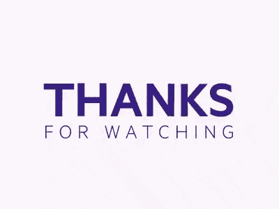 a purple and white logo that says `` thanks for watching '' on a white background .