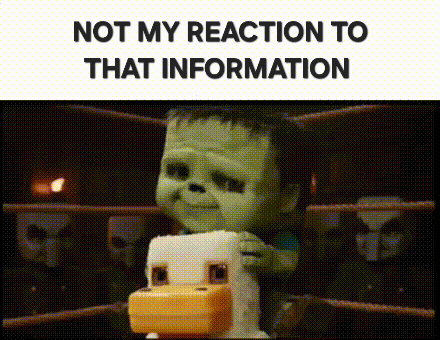 a cartoon character is holding a toy chicken in a boxing ring and says `` not my reaction to that information '' .