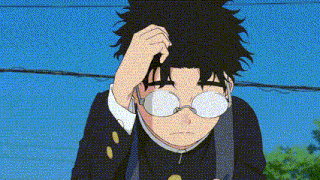 a boy with glasses is scratching his head while wearing a backpack .