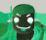 a close up of a person 's face with a green background and a smiley face .