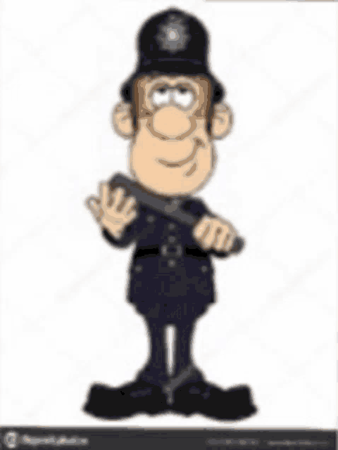 a cartoon of a police officer holding a badge