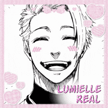 a black and white drawing of a man with the name lumielle real written on it