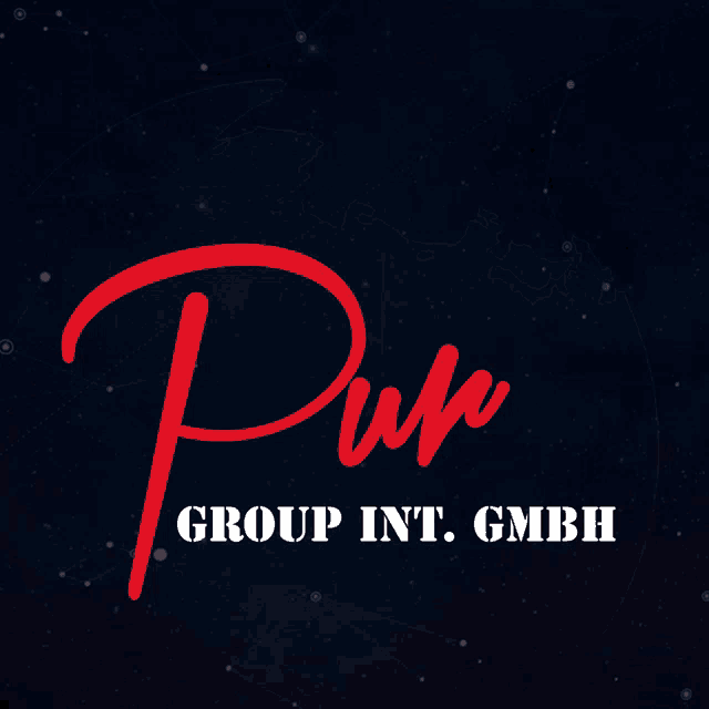 a logo for pur group int. gmbh with a black globe