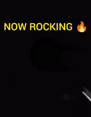 a black and white image with the words now rocking on it