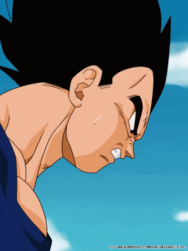 a close up of a cartoon character with a blue background