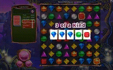 a computer screen shows a game with the words 3 of a kind