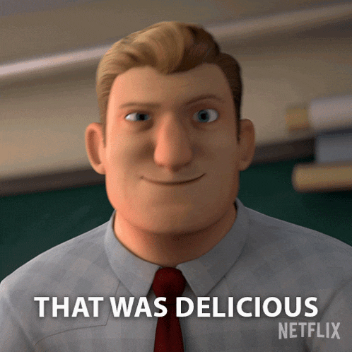 a man in a tie says that was delicious