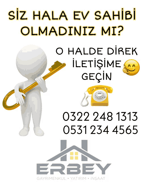 a white figure holding a gold key next to a yellow telephone
