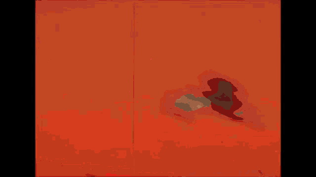 a cartoon drawing of a red fox with glowing eyes and teeth