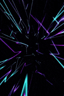 a picture of a man with glasses is surrounded by purple and blue lines
