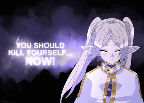 a drawing of a girl with the words you should kill yourself now