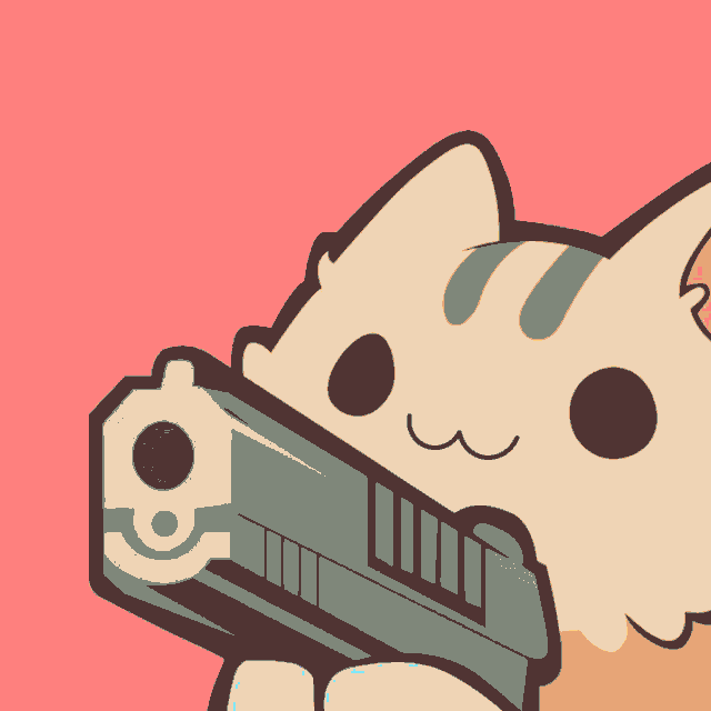 a cartoon cat is holding a gun with the number 3 on the barrel