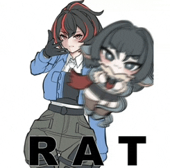 a drawing of a girl and the word rat