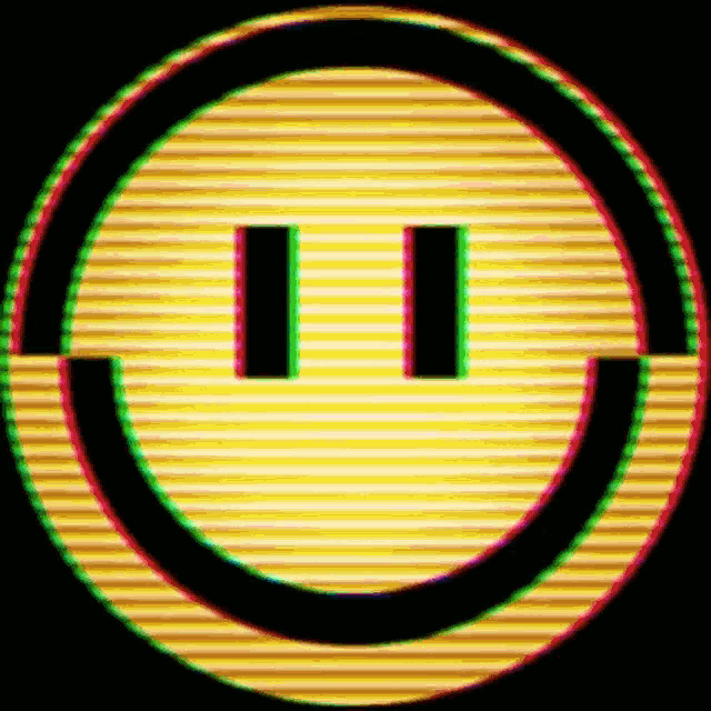 a smiley face is surrounded by a circle with a black circle in the middle .