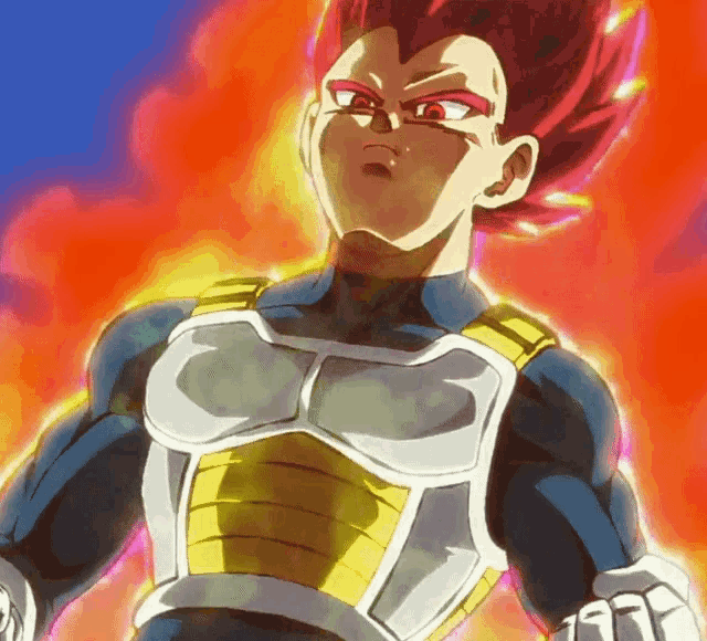 a cartoon character with red hair is standing in front of an orange background