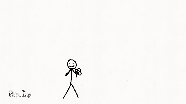a black and white drawing of two stick figures standing next to each other on a white background .