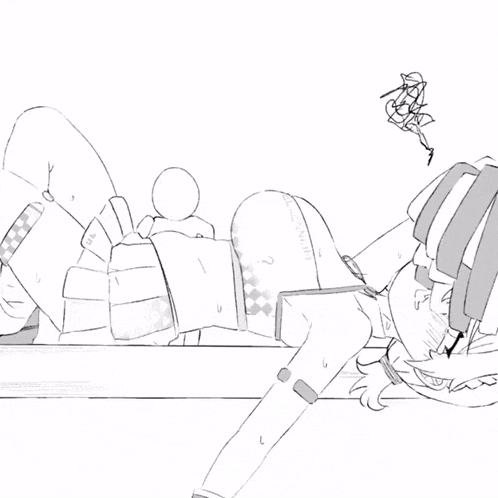 a black and white drawing of a person laying on their back