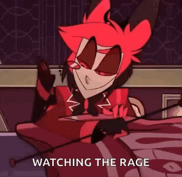a cartoon character is sitting on a bed holding a whip and a cup of coffee .